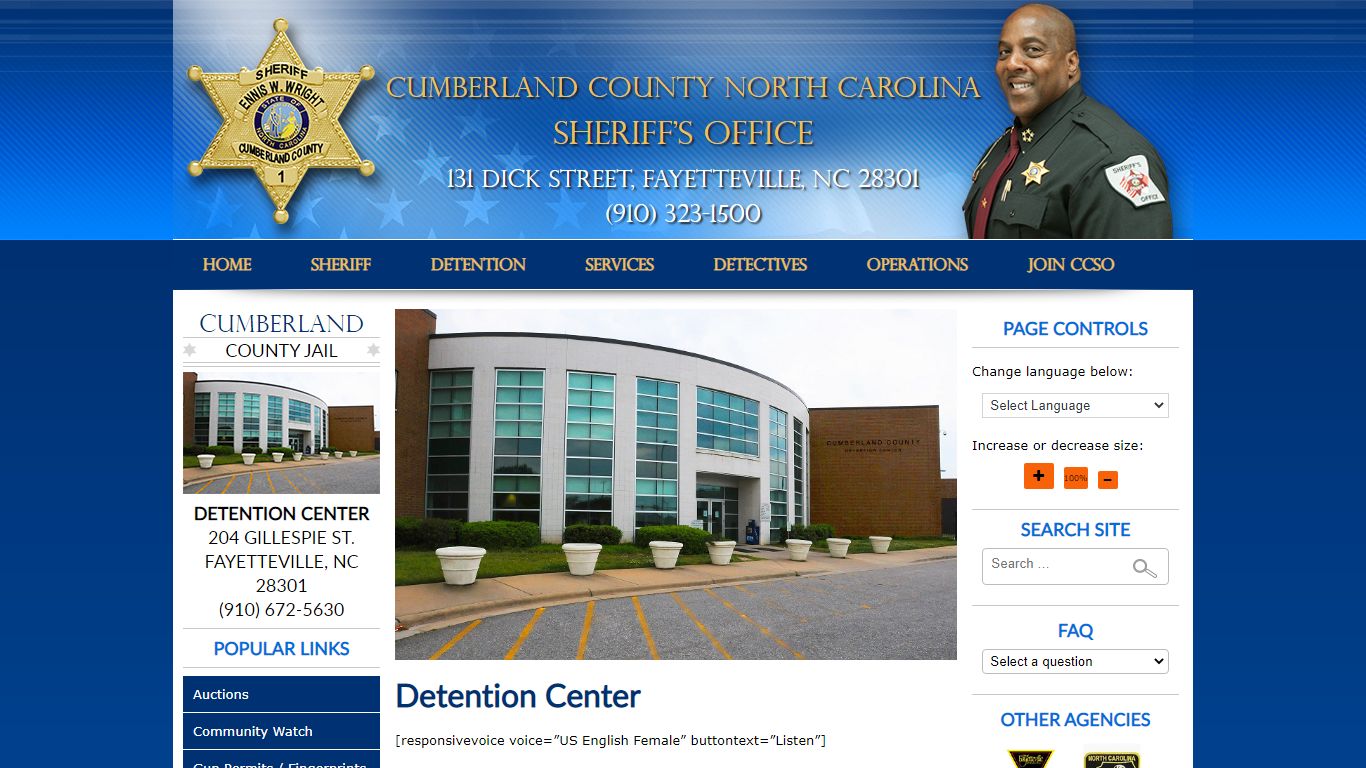 Detention Center | ccsonc.org - Fayetteville, NC.